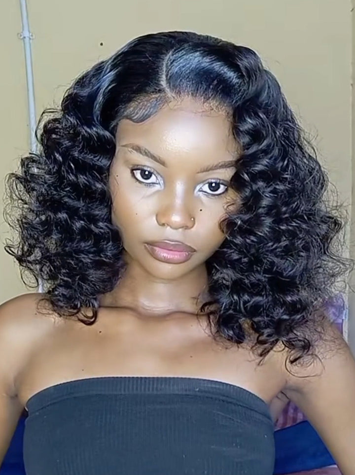 Dorsanee Short Bob Tight Loose Curls 13x4 Lace Front Human Hair Wigs