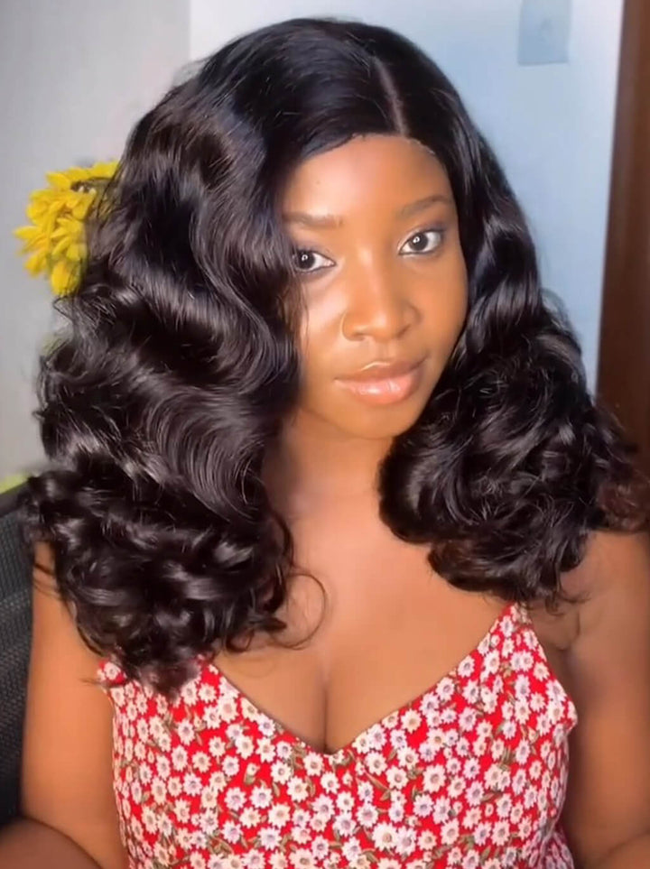 Dorsanee Shoulder Length Short Bob Loose Wave 13x4 Lace Front Human Hair Wigs