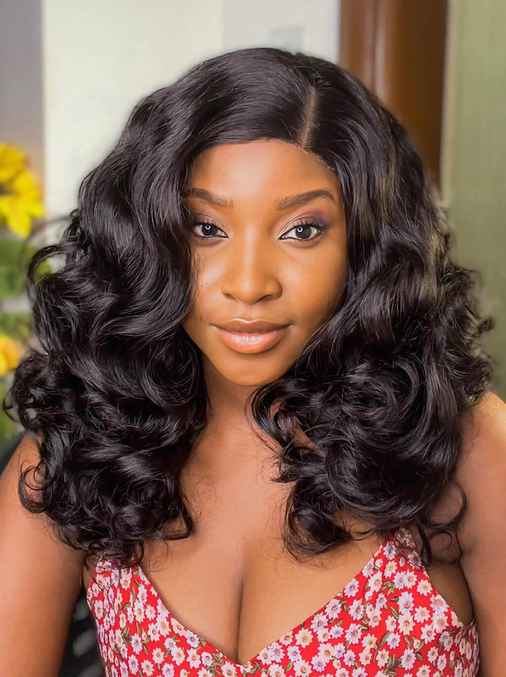 Dorsanee Shoulder Length Short Bob Loose Wave 13x4 Lace Front Human Hair Wigs