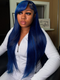 Dorsanee Side Part Bangs Butterfly Layered Haircut Blonde Pastel Green Blue 13x4 Lace Frontal Human Hair Wig