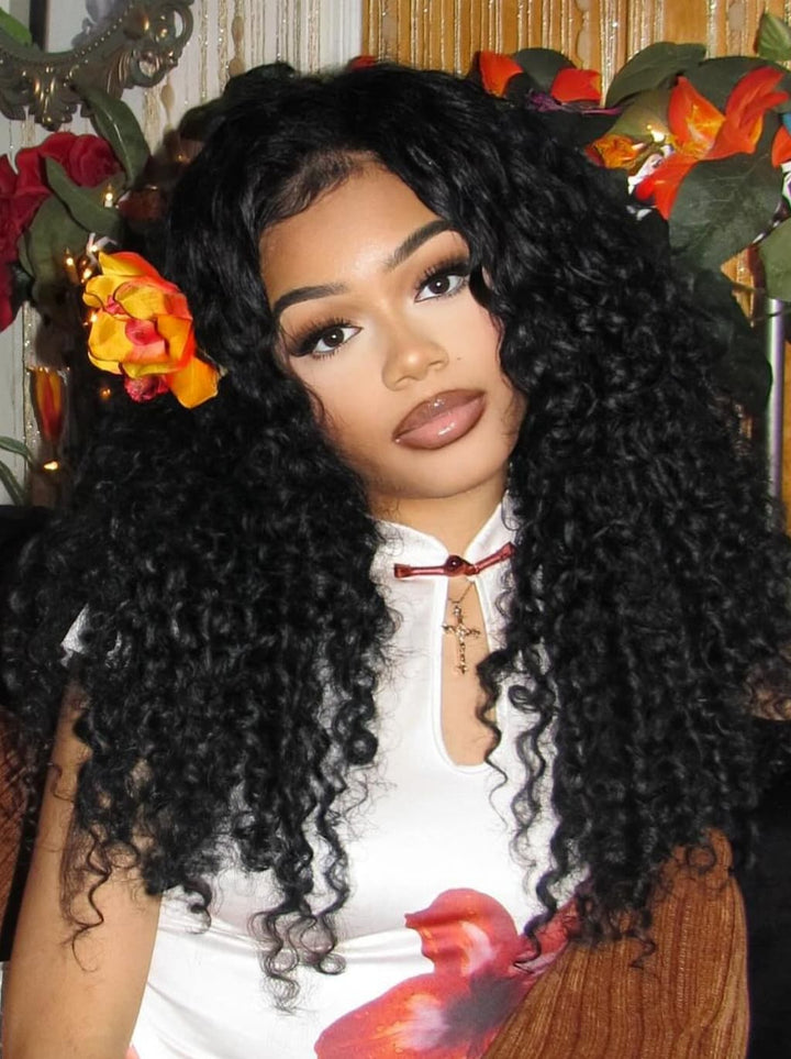 Dorsanee Spanish Crimped Loose Curls 13X4 Lace Front Human Hair Wigs 250 300 Density