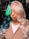 Dorsanee Split Dye Platinum Blonde Ombre Blue Green Dark Blue Human Hair Wigs