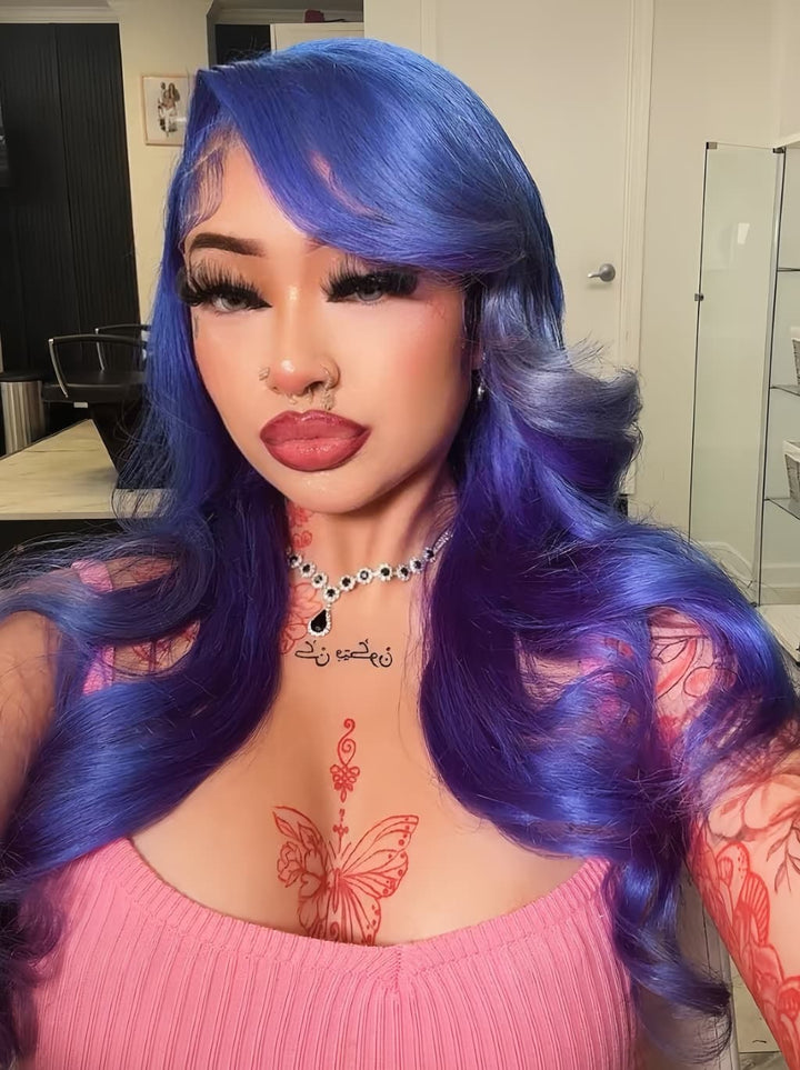 Dorsanee Violet Blue 13x4 Lace Front Virgin Human Hair Wigs 200 Density