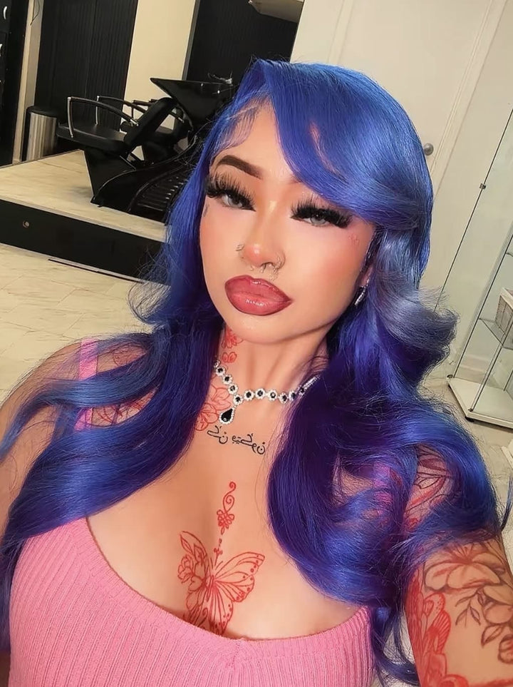 Dorsanee Violet Blue 13x4 Lace Front Virgin Human Hair Wigs 200 Density