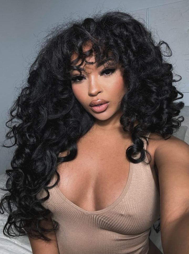 Dorsanee Voluminous Loose Spiral Curls 13X4 Lace Front Human Hair Wigs 250 300 Density