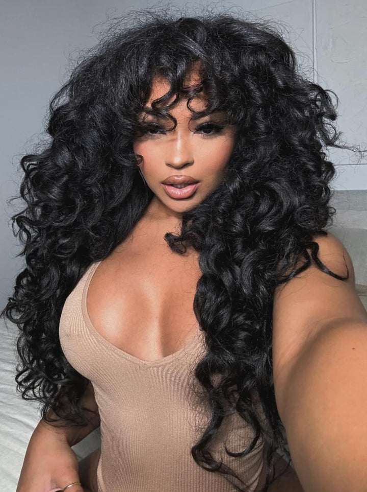 Dorsanee Voluminous Loose Spiral Curls 13X4 Lace Front Human Hair Wigs 250 300 Density