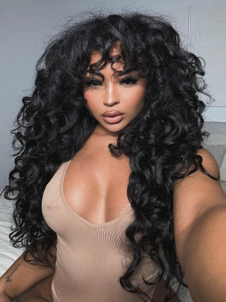 Dorsanee Voluminous Loose Spiral Curls 13X4 Lace Front Human Hair Wigs 250 300 Density