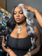 Dorsanee Half Black Half Gray 200 Density 13x4 Lace Front Straight Body Wave Human Hair Wigs