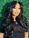Glueless Loose Wave Lace Front Wigs with Curtain Bangs Clear Transparent HD Lace Nature Wave Wig