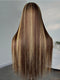 Blonde Highlights On Brown Hair Straight Lace Wigs, #P4/27 Color Lace Wigs With Pre-Cut Lace, Ready To Wear Transparent Lace Closure Wigs,No Glue Need,No Skill Need, Easy to Put on,Friendly For Beginners, Get It Now!