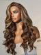 Honey Blonde Highlight / Natural Black Loose Body Wave Glueless 13x4 Lace Front Wig 100% Human Hair