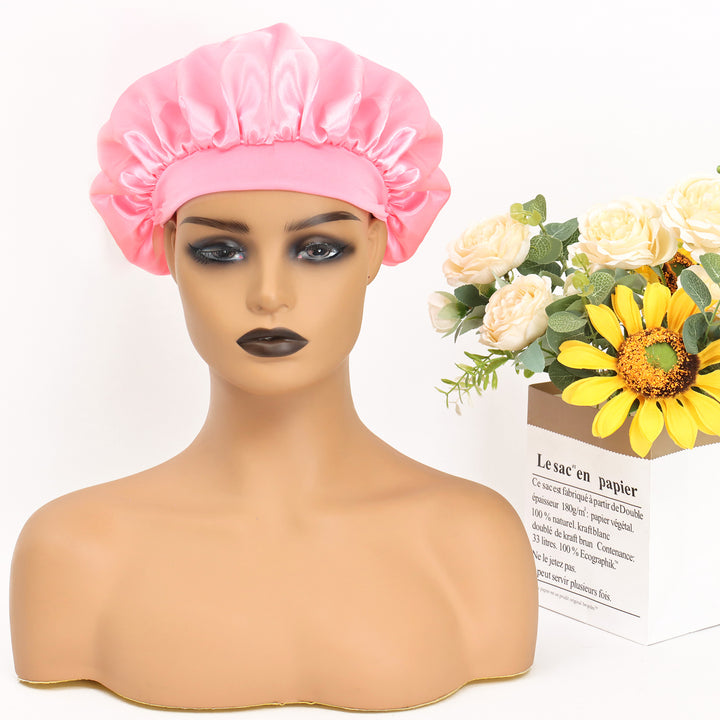Wide-Brimmed Satin Nightcap Hair Hat