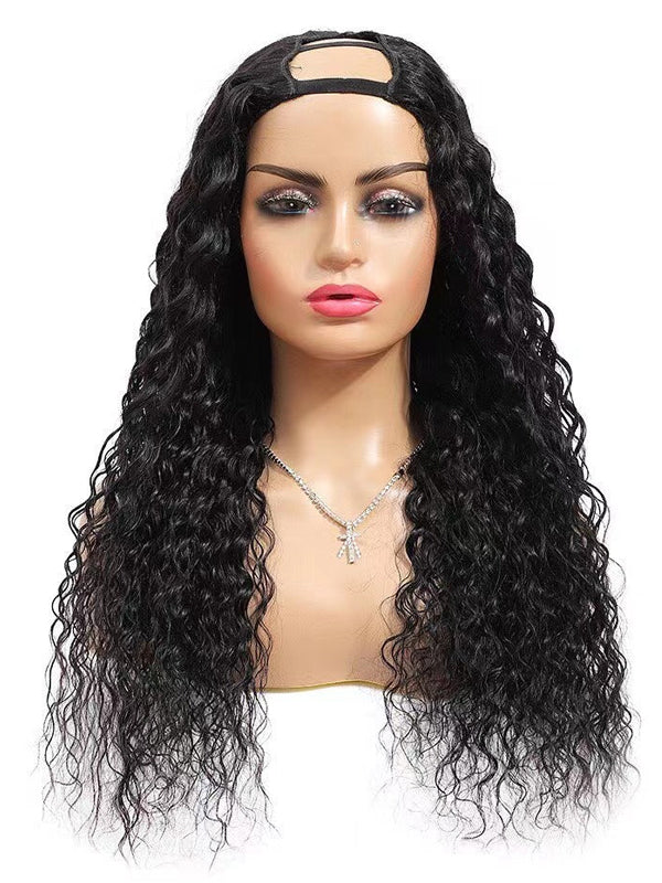 Jerry Curly U Part Glueless Human Hair Wigs