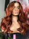 Long Curtain Bangs Wavy Reddish Brown #33 Layered Hair Lace Front Wigs