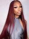 Long Straight Hair 99j Burgundy 5X5/13x4 HD Lace Front Wig Glueless Pre Plucked With Baby Hair 100% Virgin Human Hair Wig