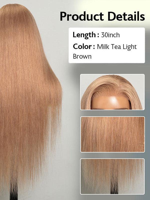 30in Milk Tea Light Brown Color Straight Hair Wig
