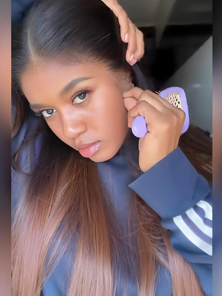 Dorsanee Ombre Black Brown Bone Straight 13x4 Lace Front Human Hair Wig