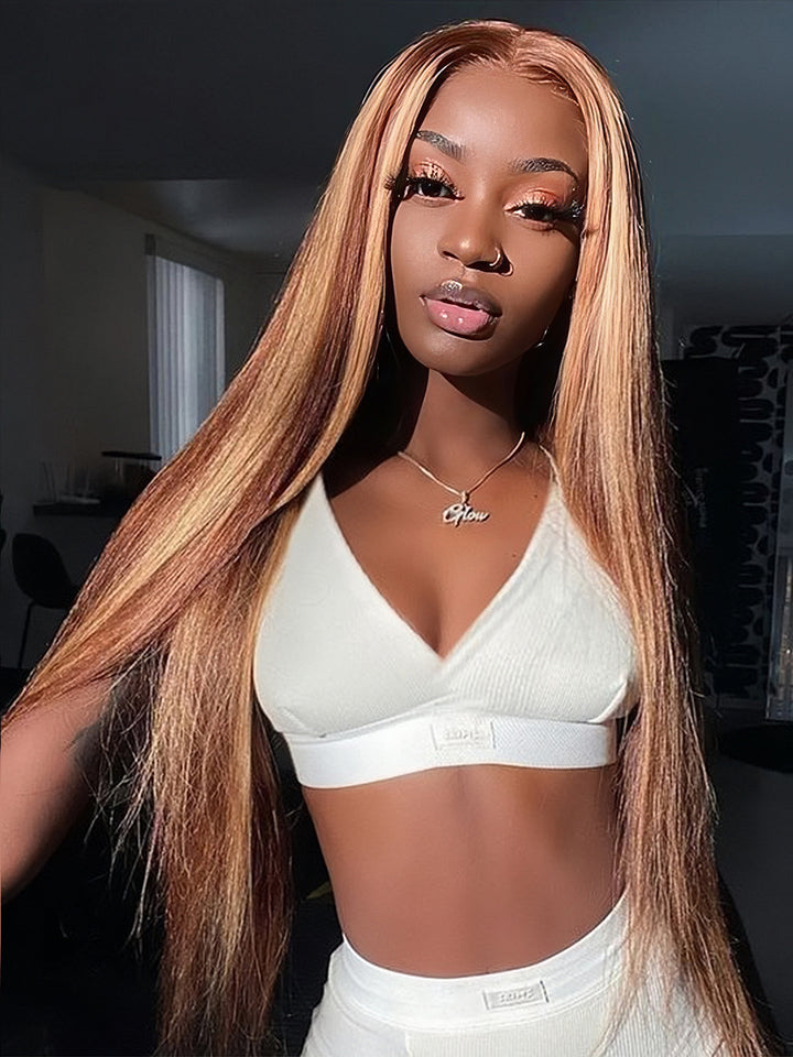 P4-27-Honey_Blonde_Highlight_Straight_13x4_Lace_Front_Human_Hair_Wigs