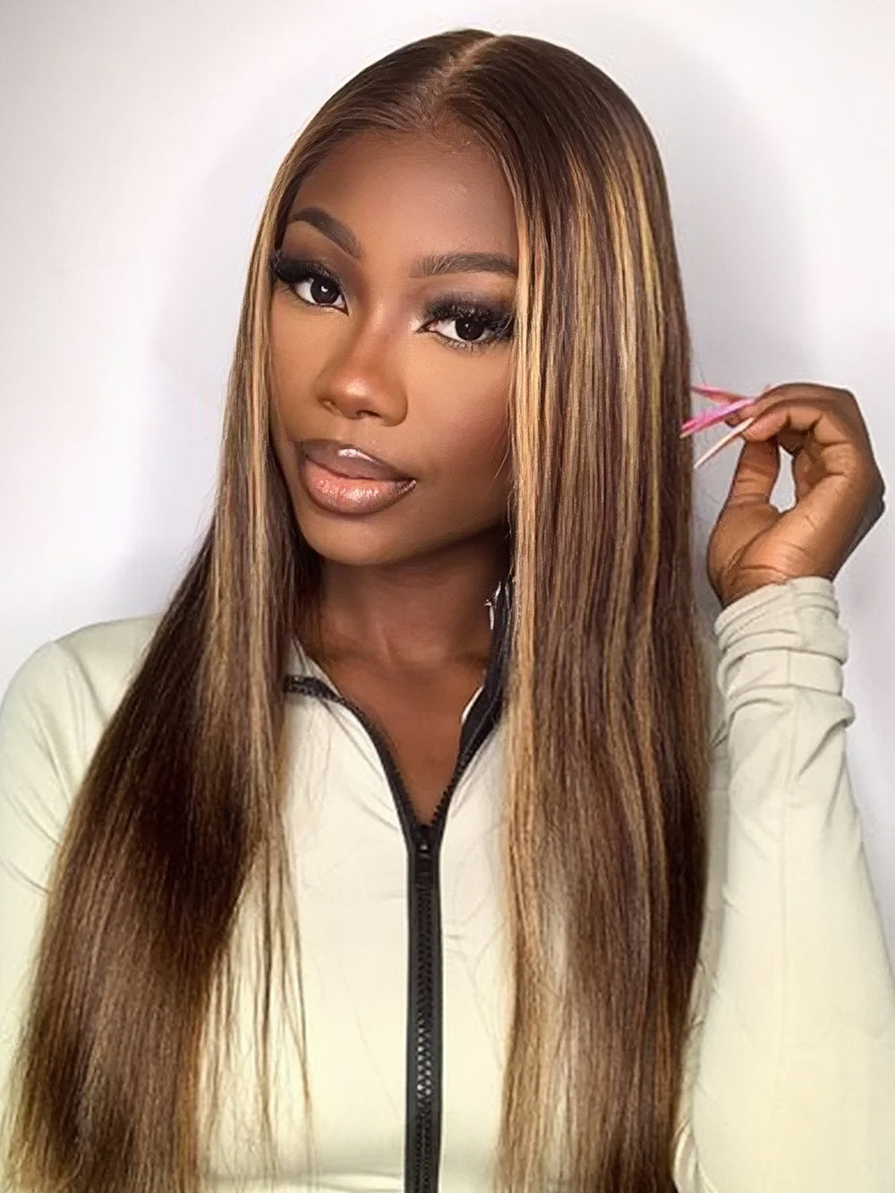 P4-27_Honey_Blonde_Highlight_Straight_5x5_13x4_HD_Lace_Frontal_Wig_Colored_Hair_100%_Human_Hair