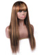 Honey Blonde Brown Highlight #P4/27 Straight Hair With Bangs Glueless Beginner Friendly Human Hair Wigs