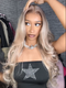 PPB P18/613 Blonde Highlight Body Wave Human Hair Wigs Ready to Wear Lace Closure Wigs with Invisible Knots