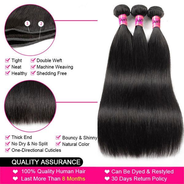 Dorsanee Hair Straight Human Hair Bundles With Frontal 13x4 HD Transparent Lace Front Wig - Dorsanee Hair