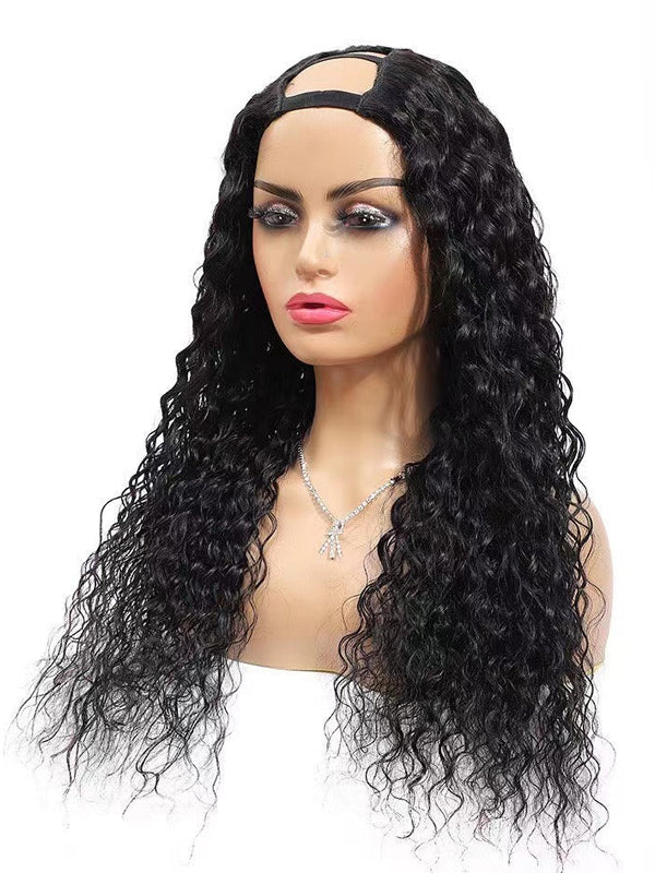 Upart Wig Natural Black Deep Curly Human Hair Wigs