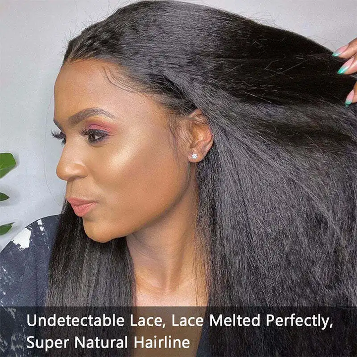 Dorsanee Hair 13x6 Kinky Straight Transparent Lace Front Wig 100% Virgin Human Hair Wig