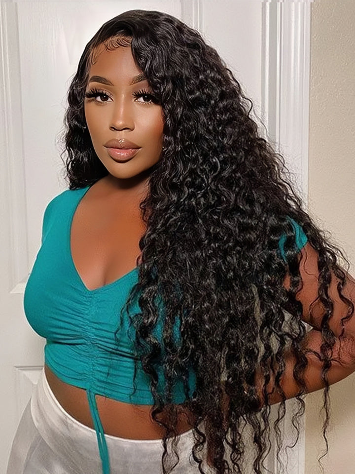Water Wave HD Lace Front Wigs Put On and Go Glueless Wigs Human Hair Pre Plucked