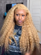 Wear & Go 13x4 Lace Frontal Water Wave Glueless Wigs Honey blonde #27 Human Hair