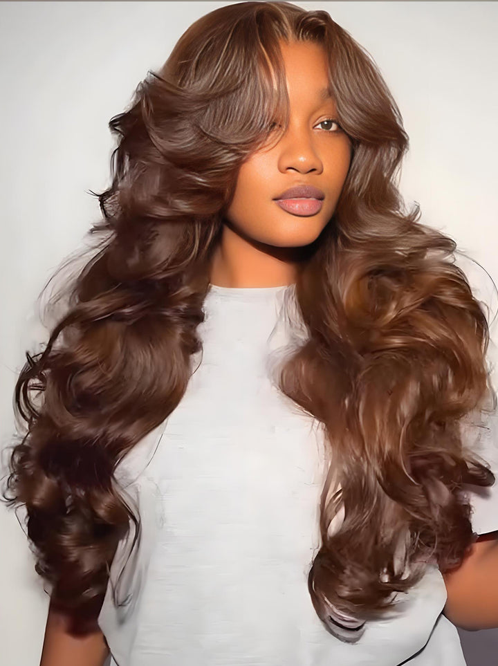 Dorsanee Chocolate Brown Body Wave 13x4 Lace Front Human Hair Wig