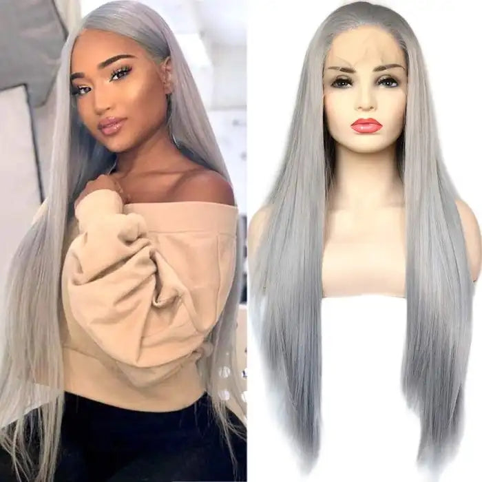 Dorsanee Hair Grey Colored 13x4 HD Lace Front Human Hair Wig Straight Brazilian Remy Hair