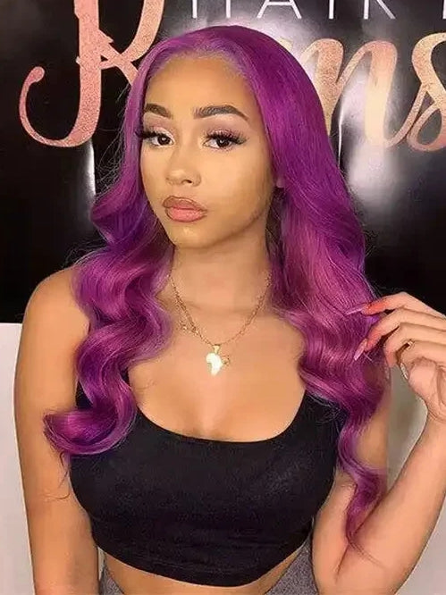 Dorsanee Purple 200% Density 13x4 Lace Front Body Wave Human Hair Wig