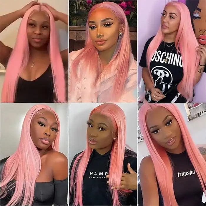 Dorsanee Hair Pink 13x4 Front Lace Wig Straight Brazilian 200% Density Human Hair Wig