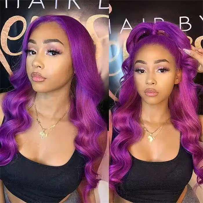 Dorsanee Hair Purple 13x4 Front Lace Wig Body Wavy Lace Front Brazilian Human Hair Wig