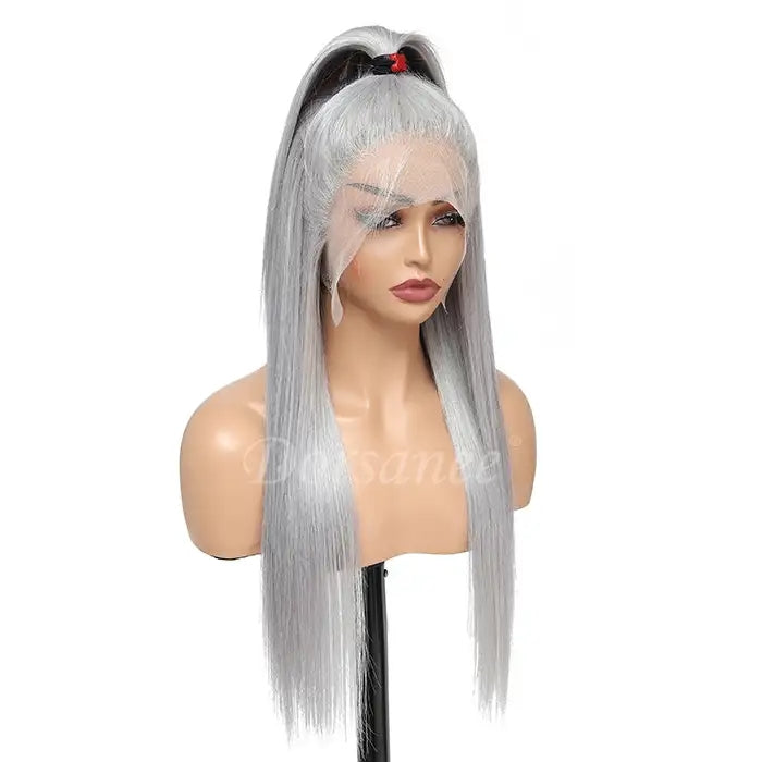 Dorsanee Hair Grey Colored 13x4 HD Lace Front Human Hair Wig Straight Brazilian Remy Hair