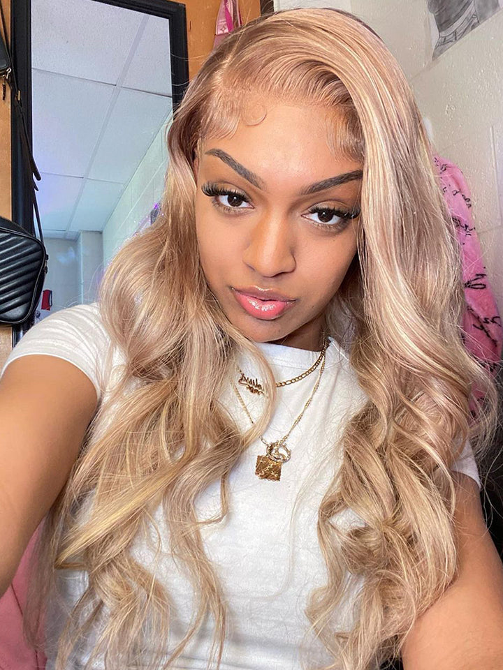 lissluvv333 same hairstyle- Highlight p18/613 Straight Glueless Lace Wig Human Hair Wigs For Black Women