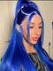 Dorsanee Royal Blue 200 Density 13x4 HD Transparent Lace Front Straight Human Hair Wigs