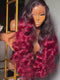 Dorsanee 250 300 Density Ombre Black Burgndy 99J Red Lace Front Human Hair Wigs