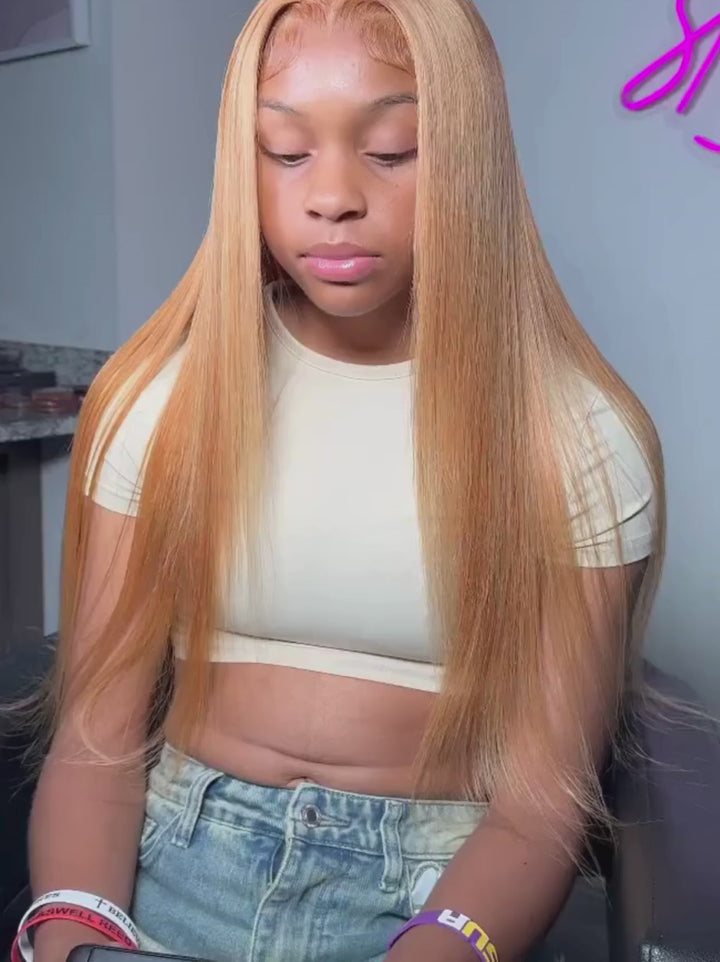 Dorsanee Strawbeerry Honey Blonde Bone Straight Virgin Human Hair Wigs