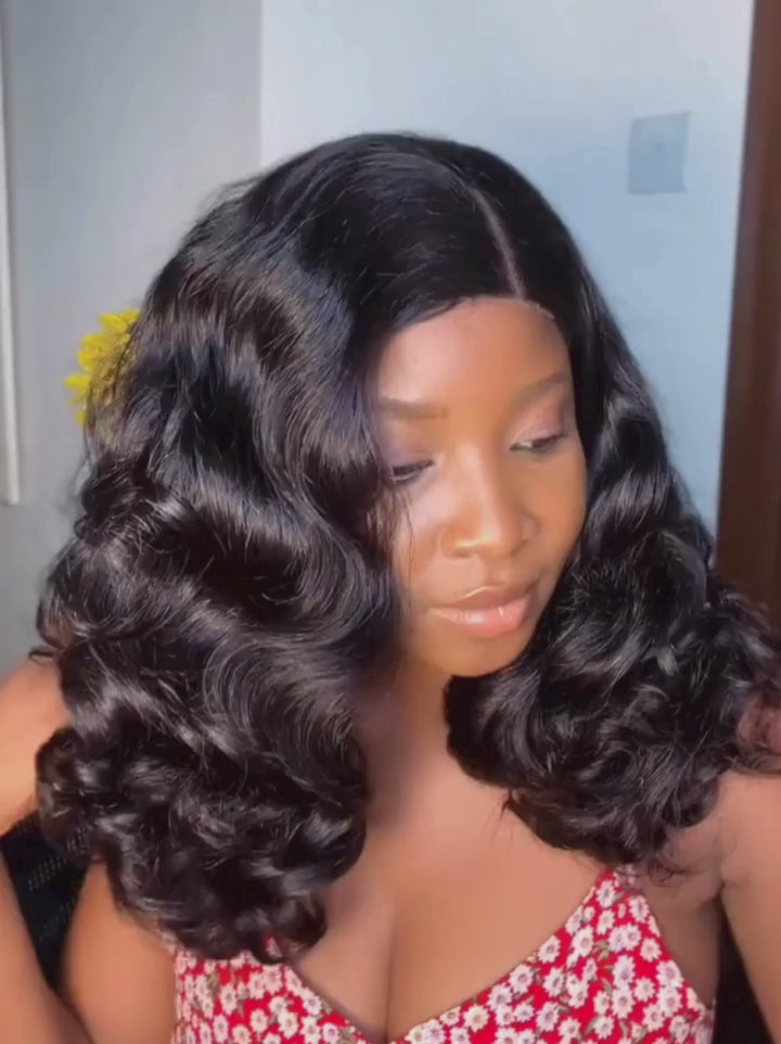 Dorsanee Shoulder Length Short Bob Loose Wave 13x4 Lace Front Human Hair Wigs