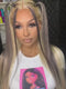 Dorsanee Peekaboo Gray Blonde Color Bone Straight HD Lace Front Human Hair Wigs