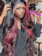 Dorsanee 30 32  inch 300 Density Black With Red Streaks Virgin Human Hair Wig
