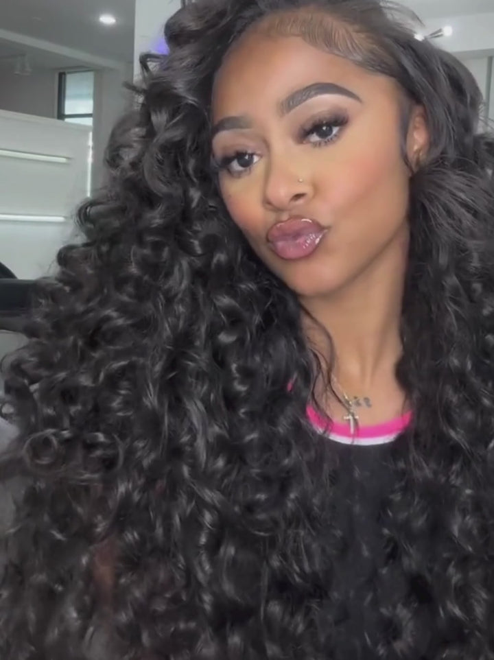 Dorsanee 250 300 Density Bouncy Wand Curls 13x4 Lace Front Virgin Human Hair Wigs