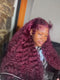 Dorsanee 250 300 Density 99J Burgundy Red Deep Curly Lace Front Human Hair Wigs