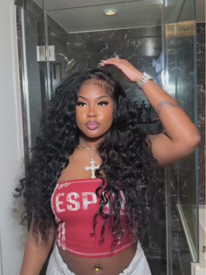 Dorsanee Loose Deep Wave Wand Curls 13x4 Lace Front Virgin Human Hair Wigs
