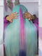 Dorsanee Pastel Green With Purple Blue Pink Streak Virgin Remy Human Hair Wigs