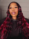 Dorsanee Black With Burgundy Red Highlight Streaks Virgin Remy Human Hair Wigs