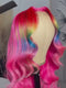 Dorsanee Ombre Pink Red Blue Yellow Multi Color 13x4 Lace Front Human Hair Wigs