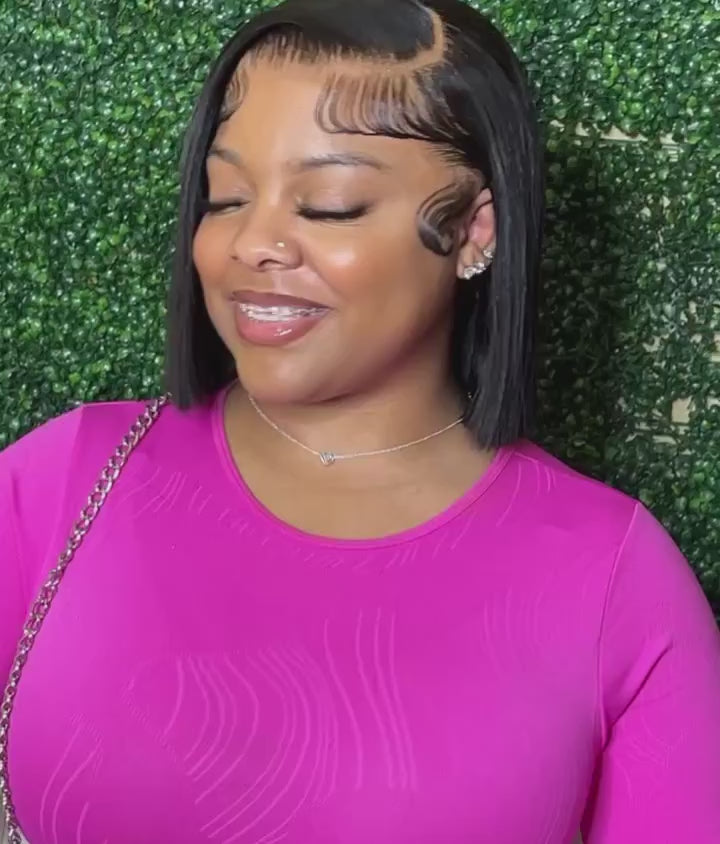 Short Straigh Human Hair Bob Wigs Straight Bob Wigs Put On and Go Glueless Wigs